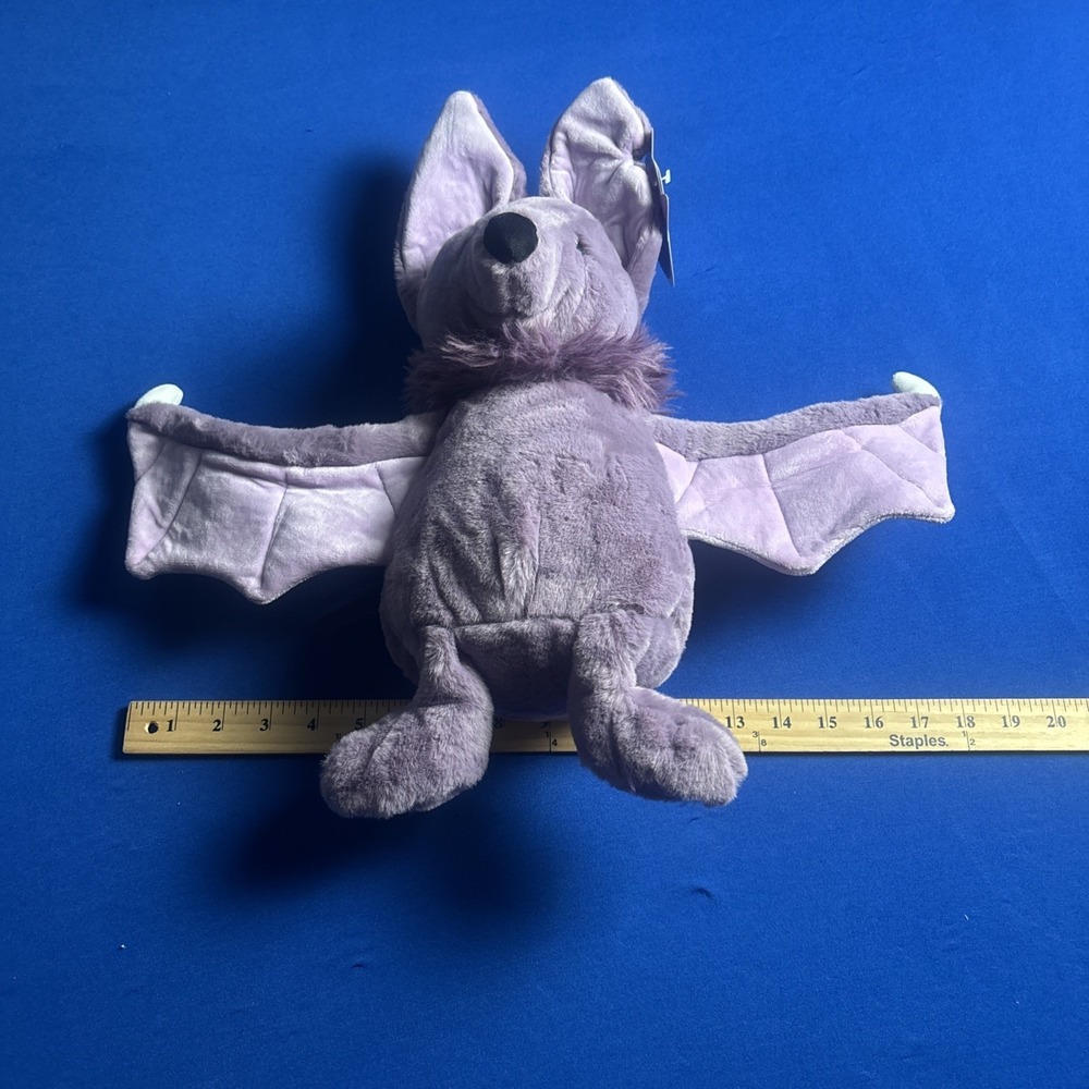 Gigglescape Halloween Purple Plush Bat 18in Posable Wings Stuffed Animal NEW - Picture 11 of 12